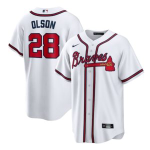 Men Atlanta Braves #28 Matt Olson White Cool Base Stitched Baseball Jersey