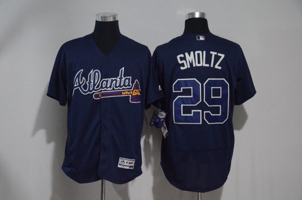 Men Atlanta Braves #29 John Smoltz Navy Flexbase Stitched MLB Jersey