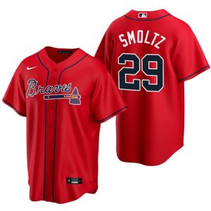 Men Atlanta Braves #29 John Smoltz Red Cool Base Stitched Jersey