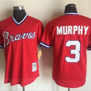 Men Atlanta Braves #3 Dale Murphy Mitchell And Ness Red 1980 Throwback Stitched MLB Jersey