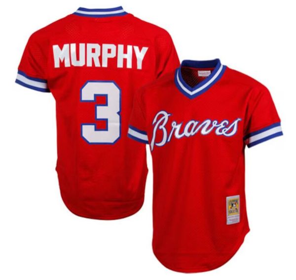 Men Atlanta Braves #3 Dale Murphy Red Mitchell & Ness Stitched Jersey