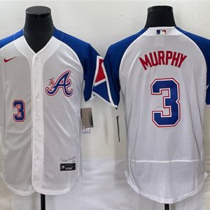 Men Atlanta Braves #3 Dale Murphy White 2023 City Connect Flex Base Stitched Jersey