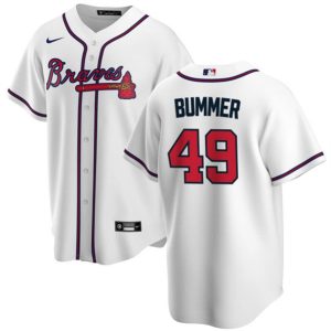 Men Atlanta Braves #49 Aaron Bummer White Cool Base Stitched Baseball Jersey