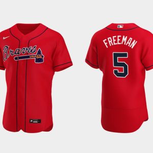 Men Atlanta Braves #5 Freddie Freeman 2021 Red World Series Champions Stitched Baseball Jersey