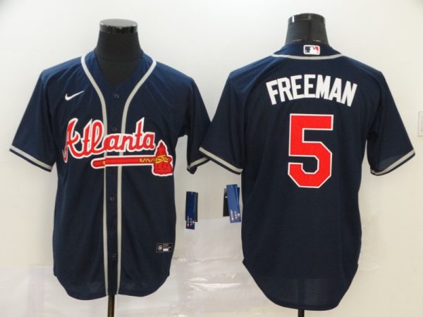 Men Atlanta Braves #5 Freddie Freeman Navy Cool Base Stitched MLB Jersey