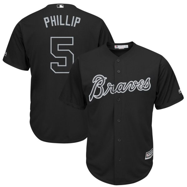 Men Atlanta Braves #5 Freddie Freeman "Phillip" Majestic Black 2019 Players' Weekend Player Stitched MLB Jersey