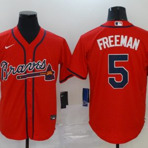 Men Atlanta Braves #5 Freddie Freeman Red Cool Base Stitched MLB Jersey