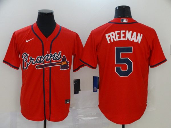 Men Atlanta Braves #5 Freddie Freeman Red Cool Base Stitched MLB Jersey