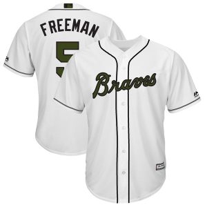 Men Atlanta Braves #5 Freddie Freeman White 2018 Memorial Day Cool Base Stitched MLB Jersey