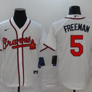 Men Atlanta Braves #5 Freddie Freeman White Cool Base Stitched MLB Jersey