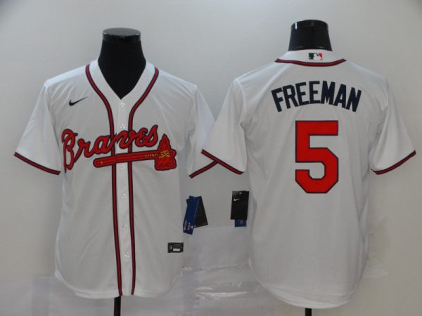 Men Atlanta Braves #5 Freddie Freeman White Cool Base Stitched MLB Jersey