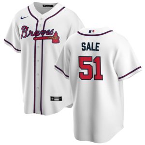 Men Atlanta Braves #51 Chris Sale White Cool Base Stitched Baseball Jersey