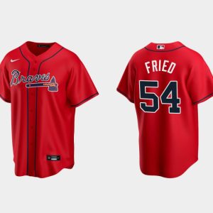 Men Atlanta Braves #54 Max Fried Red Cool Base Stitched Baseball Jersey