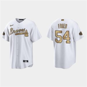 Men Atlanta Braves #54 Max Fried White 2022 All-Star Cool Base Stitched Baseball Jersey