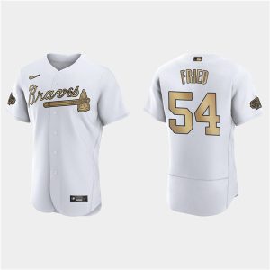 Men Atlanta Braves #54 Max Fried White 2022 All-Star Flex Base Stitched Baseball Jersey