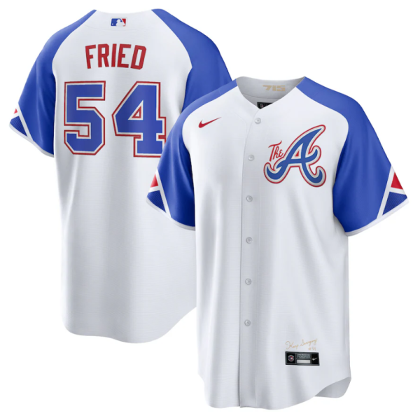 Men Atlanta Braves #54 Max Fried White 2023 City Connect Cool Base Stitched Baseball Jersey