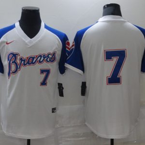 Men Atlanta Braves #7 Cool Base Stitched MLB Jersey