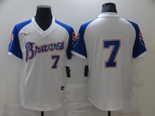 Men Atlanta Braves #7 Cool Base Stitched MLB Jersey