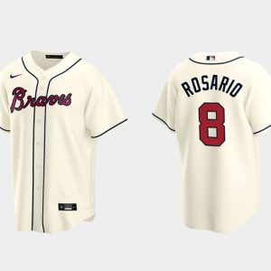 Men Atlanta Braves #8 Eddie Rosario Cream Cool Base Stitched Jersey