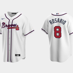 Men Atlanta Braves #8 Eddie Rosario White Cool Base Stitched Jersey