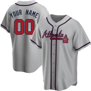 Men Atlanta Braves Active Player Custom Gray Cool Base Stitched Jersey