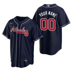 Men Atlanta Braves Active Player Custom Navy Cool Base Stitched Jersey