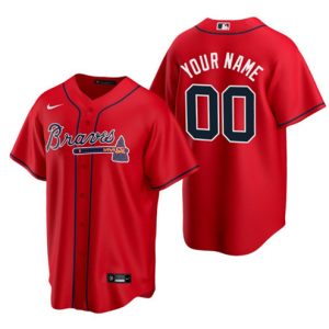 Men Atlanta Braves Active Player Custom Red Cool Base Stitched Jersey