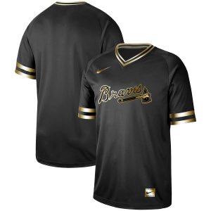 Men Atlanta Braves Black Gold Stitched MLB Jersey