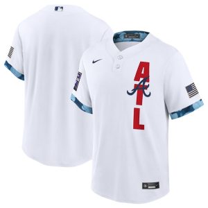 Men Atlanta Braves Blank 2021 White All-Star Cool Base Stitched MLB Jersey