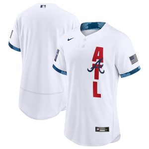 Men Atlanta Braves Blank 2021 White All-Star Flex Base Stitched MLB Jersey