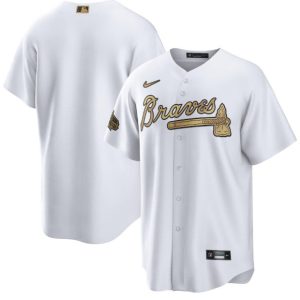 Men Atlanta Braves Blank White 2022 All-Star Cool Base Stitched Baseball Jersey