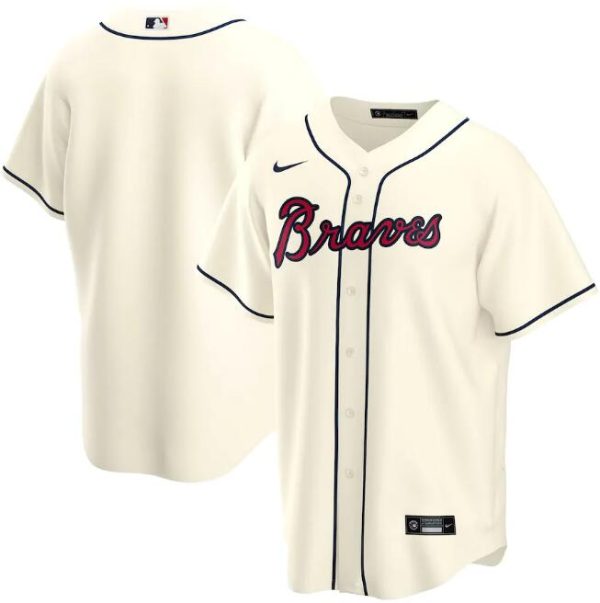 Men Atlanta Braves Cream Cool Base Stitched MLB Jersey