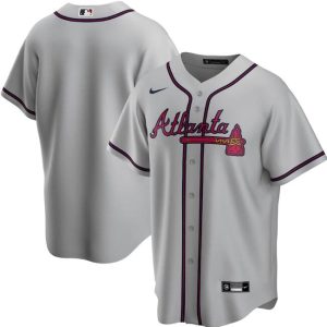 Men Atlanta Braves Grey Cool Base Stitched MLB Jersey