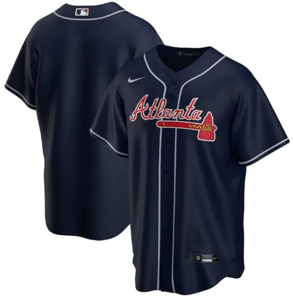 Men Atlanta Braves Navy Cool Base Stitched MLB Jersey