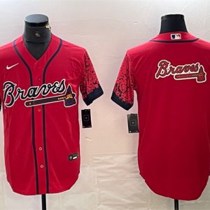 Men Atlanta Braves Red Team Big Logo City Connect Cool Base Stitched Baseball Jersey