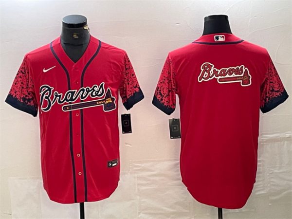 Men Atlanta Braves Red Team Big Logo City Connect Cool Base Stitched Baseball Jersey