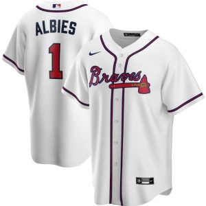 Men Atlanta Braves White #1 Ozzie Albies Cool Base Stitched MLB Jersey