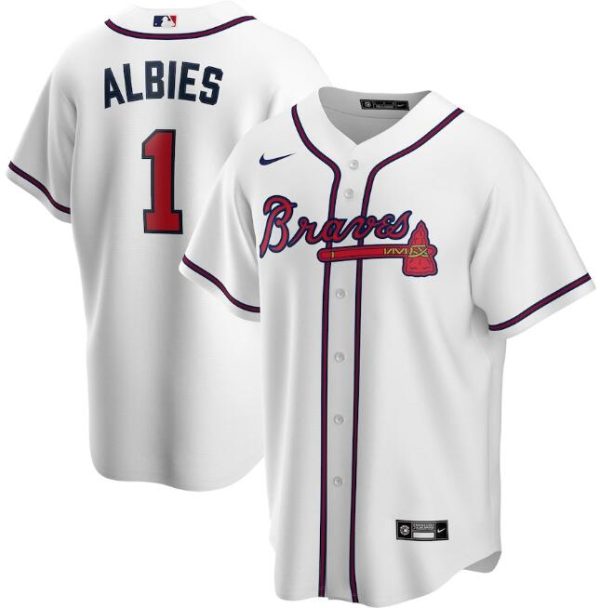 Men Atlanta Braves White #1 Ozzie Albies Cool Base Stitched MLB Jersey