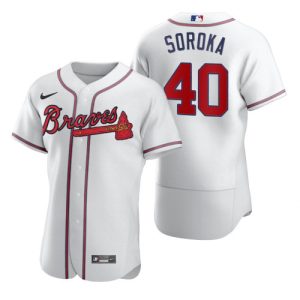 Men Atlanta Braves White #40 Mike Soroka 2020 Flex Base Stitched MLB Jersey