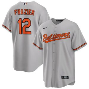 Men Baltimore Orioles #12 Adam Frazier Gray Cool Base Stitched Jersey