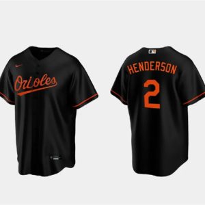 Men Baltimore Orioles #2 Gunnar Henderson Black Cool Base Stitched Jersey