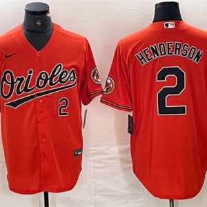 Men Baltimore Orioles #2 Gunnar Henderson Orange Cool Base Stitched Jersey