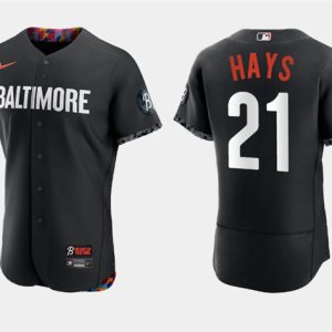 Men Baltimore Orioles #21 Austin Hays Black 2023 City Connect Flex Base Stitched Baseball Jersey