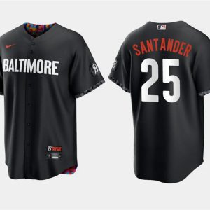 Men Baltimore Orioles #25 Anthony Santander Black 2023 City Connect Cool Base Stitched Jersey