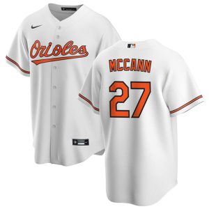 Men Baltimore Orioles #27 James McCann White Cool Base Stitched Jersey