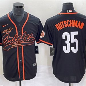 Men Baltimore Orioles #35 Adley Rutschman Black City Connect Cool Base Stitched Jersey