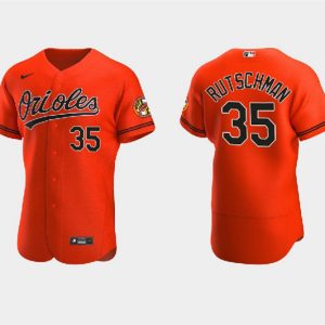 Men Baltimore Orioles #35 Adley Rutschman Orange Flex Base Stitched Baseball Jersey