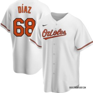 Men Baltimore Orioles #68 Lewin Diaz White Cool Base Stitched Jersey