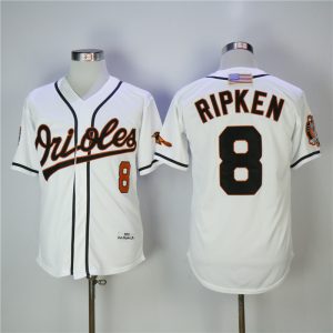 Men Baltimore Orioles #8 Cal Ripken Jr White 2001 Mitchell & Ness Stitched MLB Jersey