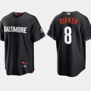 Men Baltimore Orioles #8 Cal Ripken Jr. Black 2023 City Connect Cool Base Stitched Jersey